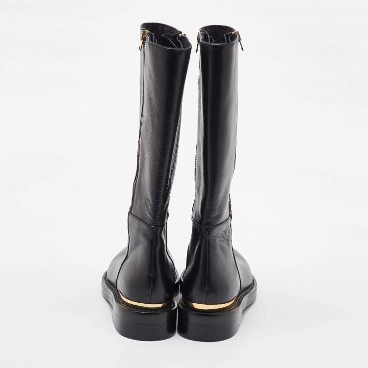 Pre Owned Marni Black Leather Zipper Calf Length Boots Size 41