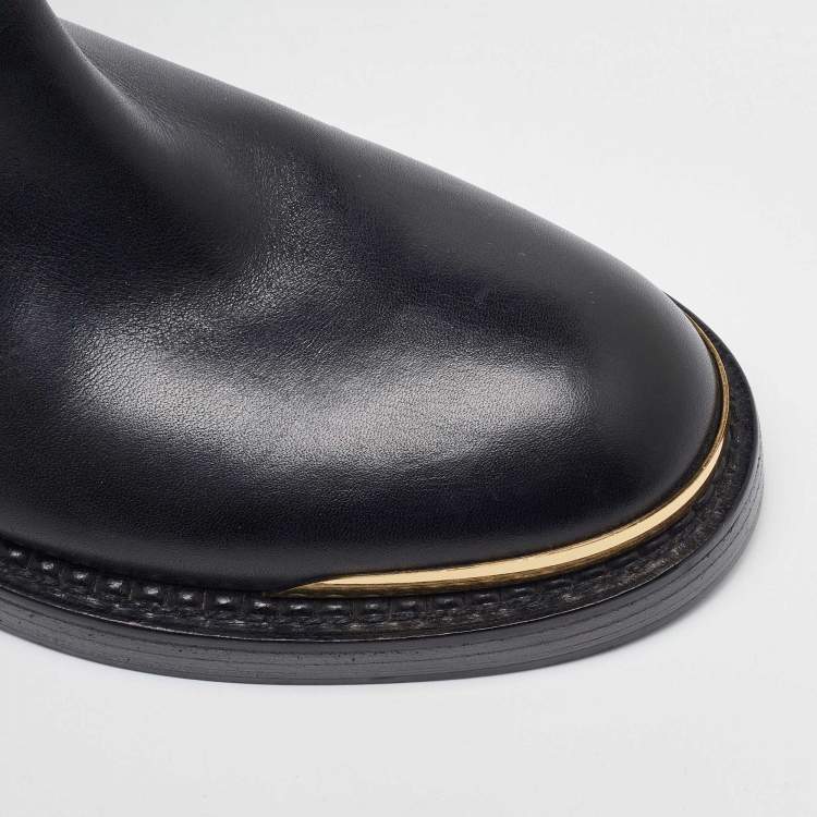 Pre Owned Marni Black Leather Zipper Calf Length Boots Size 41
