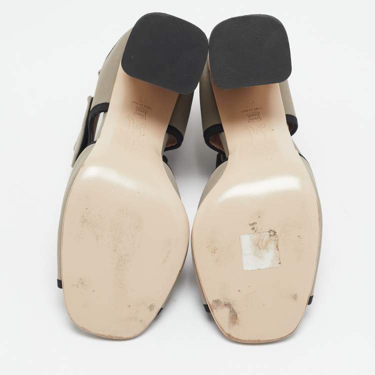 Pre Owned Marni Grey/black Neoprene Chomp Ankle Strap Sandals Size 36