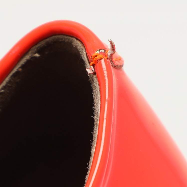 Pre Owned Marni Neon Orange Patent Leather Ballet Flats Size 35