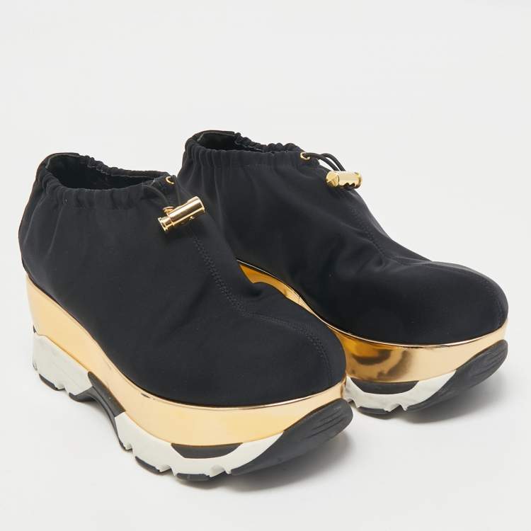 Pre Owned Marni Black Nylon Platform Bungee Sneakers Size 39