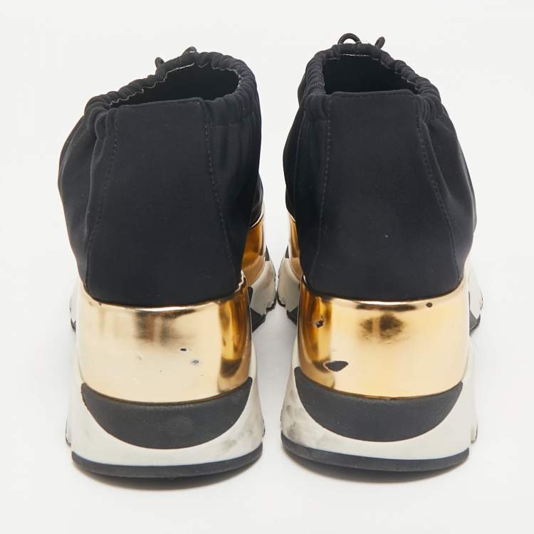 Pre Owned Marni Black Nylon Platform Bungee Sneakers Size 39
