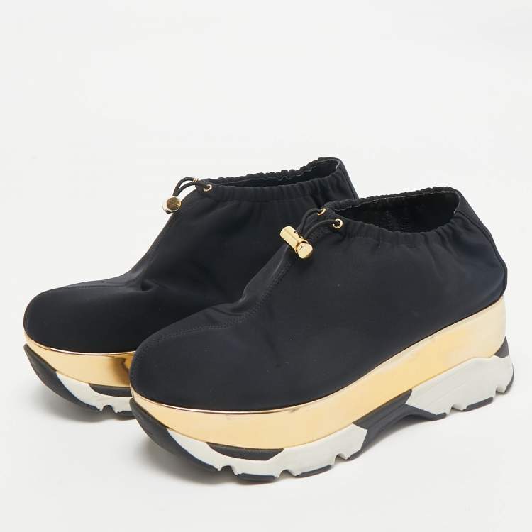 Pre Owned Marni Black Nylon Platform Bungee Sneakers Size 39
