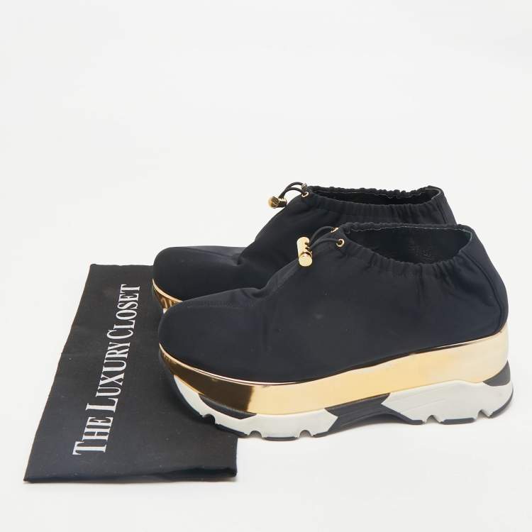 Pre Owned Marni Black Nylon Platform Bungee Sneakers Size 39