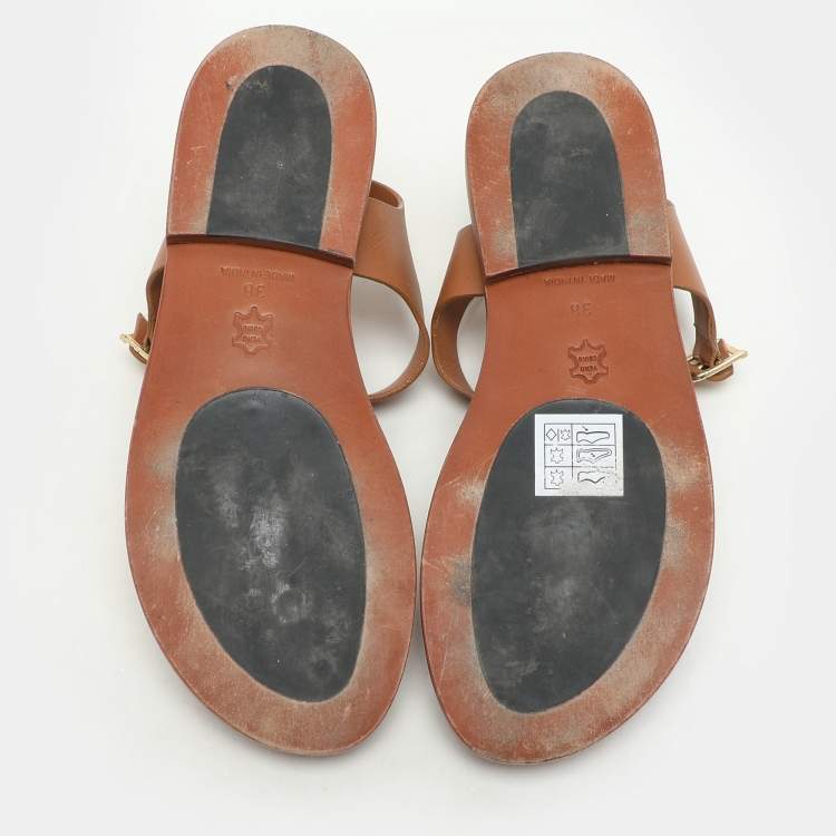 Pre Owned Marni Brown Leather Ankle Strap Sandals Size 38