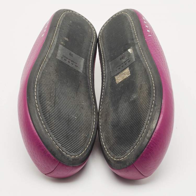 Pre Owned Marni Purple Leather Fussbett Sabot Mules Size 38