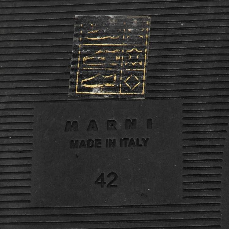 Pre Owned Marni Dark Green Calf Hair Fussbett Sabot Flat Mules Size 42