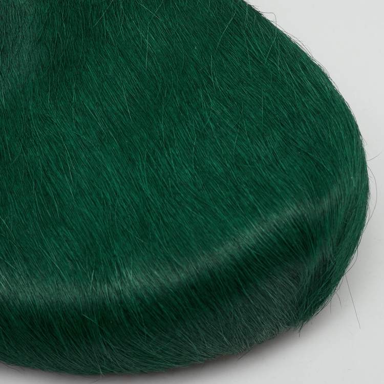 Pre Owned Marni Dark Green Calf Hair Fussbett Sabot Flat Mules Size 42