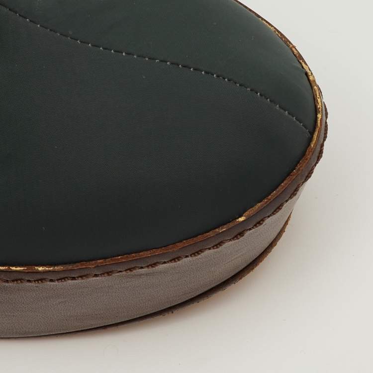 Pre Owned Marni Size 36 Dark Green/Brown Puffer Nylon Mid Calf Platform Boots