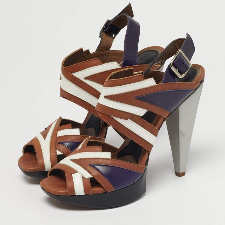 مملوكة مسبقًا Marni Size 38 Multicolor Leather Ankle Strap Sandals