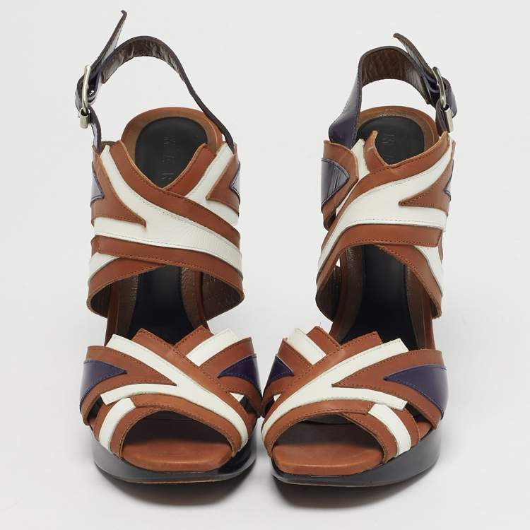 مملوكة مسبقًا Marni Size 38 Multicolor Leather Ankle Strap Sandals