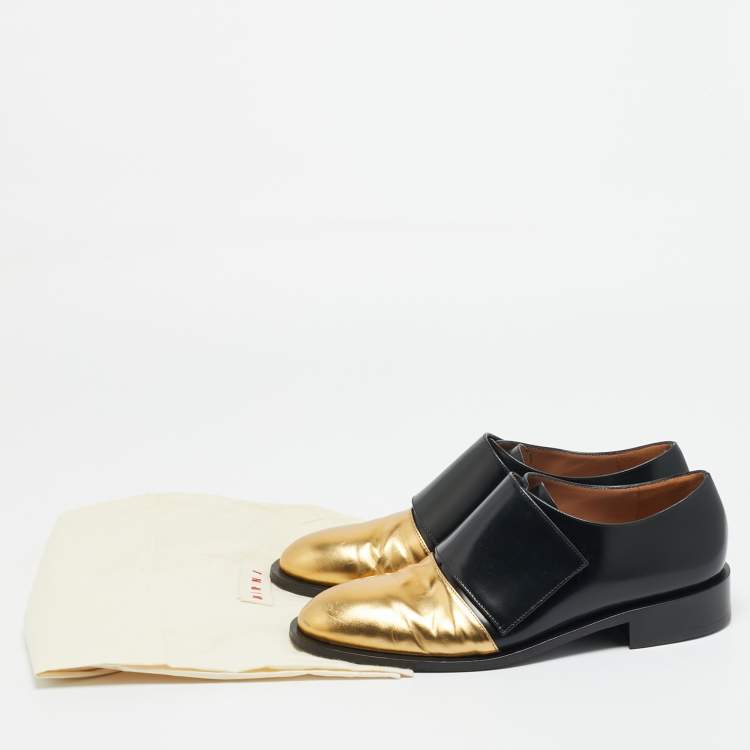 Pre Owned Marni Trunk Size 39.5 Black Leather Oxfords