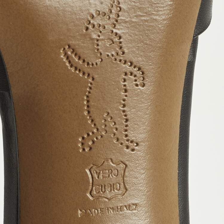 Pre Owned Marni Size 38 Black Leather Ankle Strap Pointed Toe Pumps