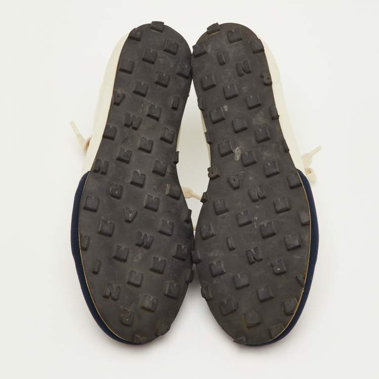 Pre Owned Marni Size 36 Navy Blue/Off White Stretch Fabric Softy Soccer Low Top Sneakers