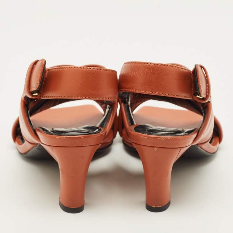 Pre Owned Marni Size 36 Brown Leather Crisscross Slingback Sandals