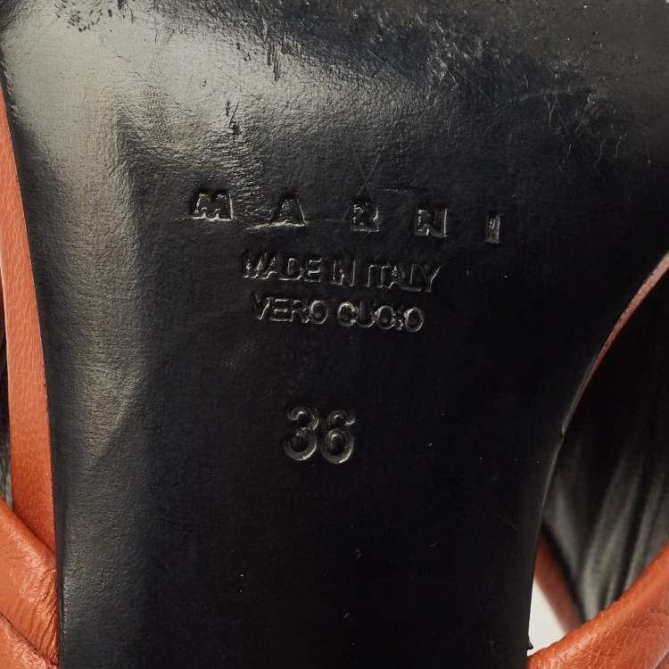 Pre Owned Marni Size 36 Brown Leather Crisscross Slingback Sandals
