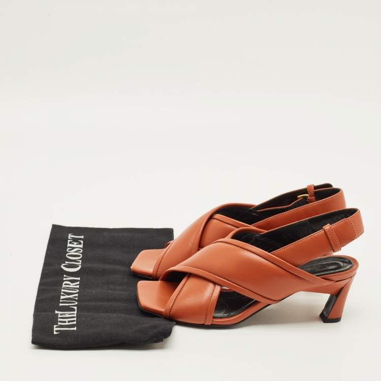 Pre Owned Marni Size 36 Brown Leather Crisscross Slingback Sandals