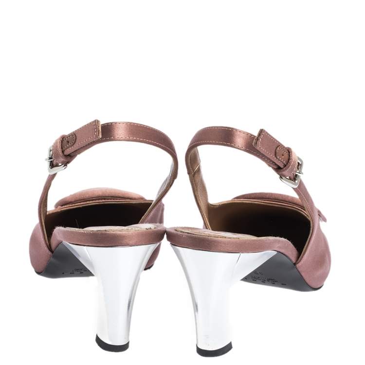 Pre Owned Marni Pink Satin Slingback Sandals Size 40