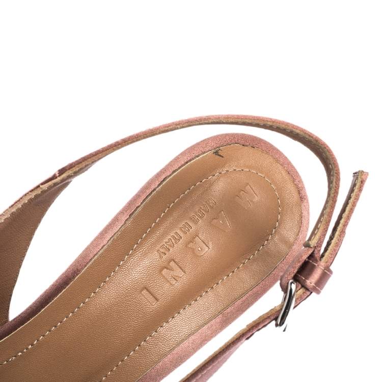 Pre Owned Marni Pink Satin Slingback Sandals Size 40