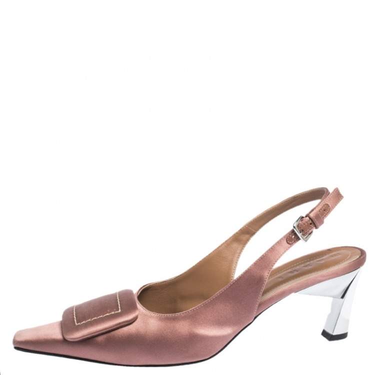 Pre Owned Marni Pink Satin Slingback Sandals Size 40