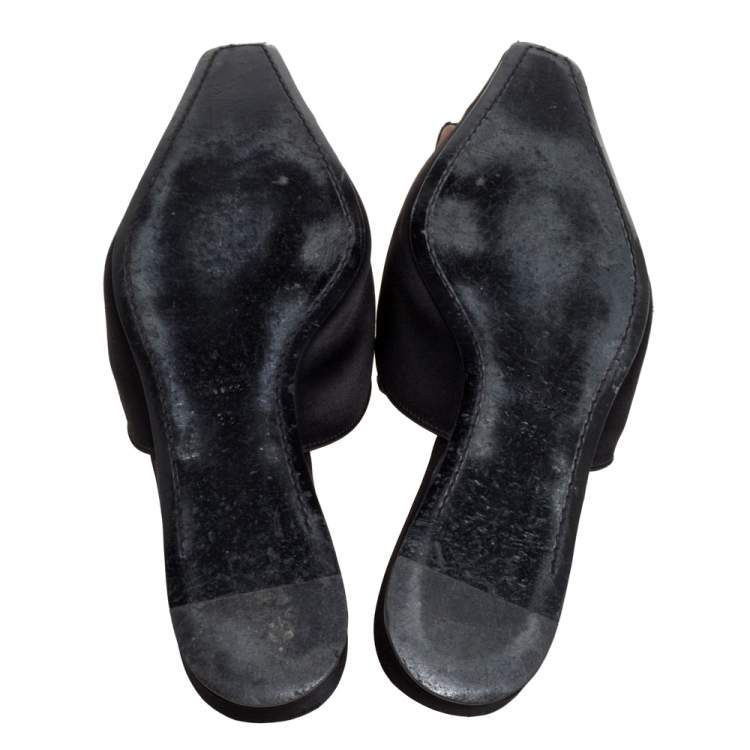 Pre Owned Marni Black Satin Embellished Mules Size 39