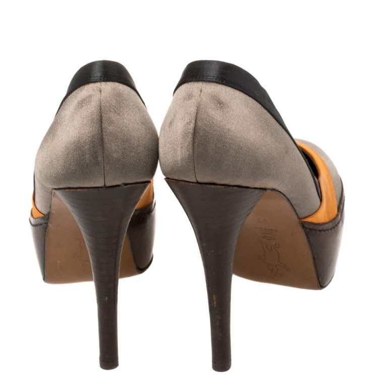 Pre Owned Marni Tri Color Satin Platform Pumps Size 38