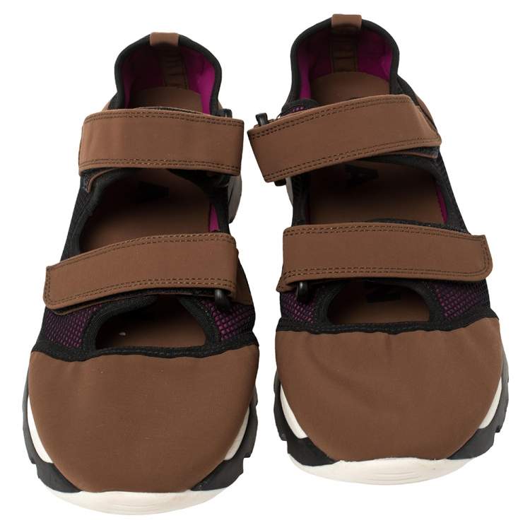 Pre Owned Marni Tricolor Fabric And Mesh Velcro Strap Sneaker Size 39
