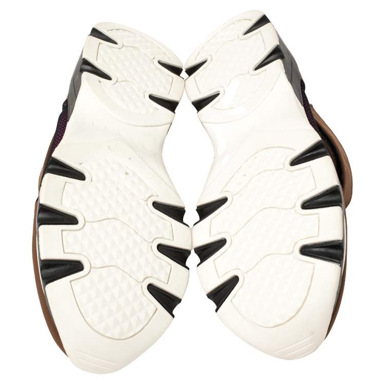 Pre Owned Marni Tricolor Fabric And Mesh Velcro Strap Sneaker Size 39