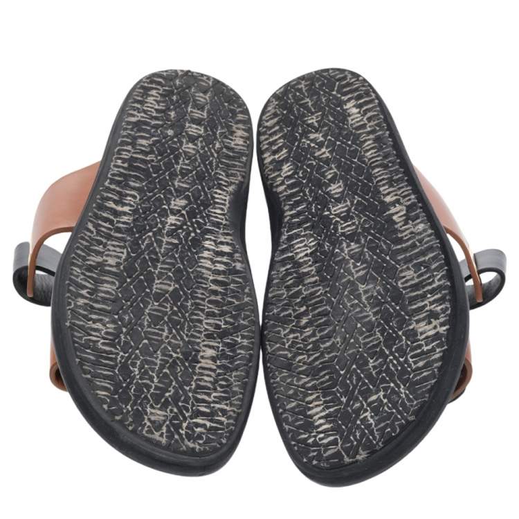 Pre Owned Marni Black/Brown Leather Fussbett Slide Sandals Size 40