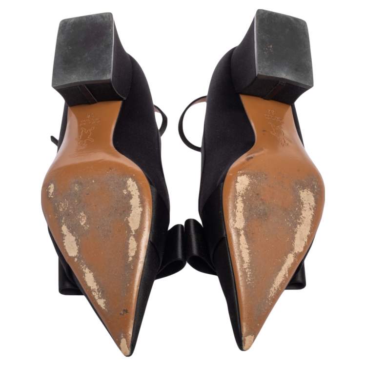 مملوكة مسبقًا Marni Black Satin Embellished Block Heel Pumps Size 38
