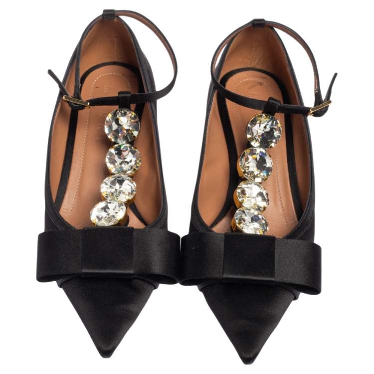 مملوكة مسبقًا Marni Black Satin Embellished Block Heel Pumps Size 38