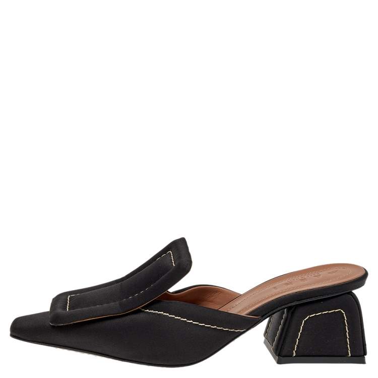 Pre Owned Marni Black Satin Mule Sandals Size 38