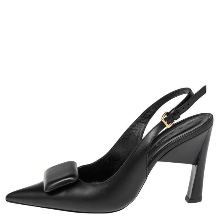 Pre Owned Marni Black Leather Slingback Sandals Size 40.5