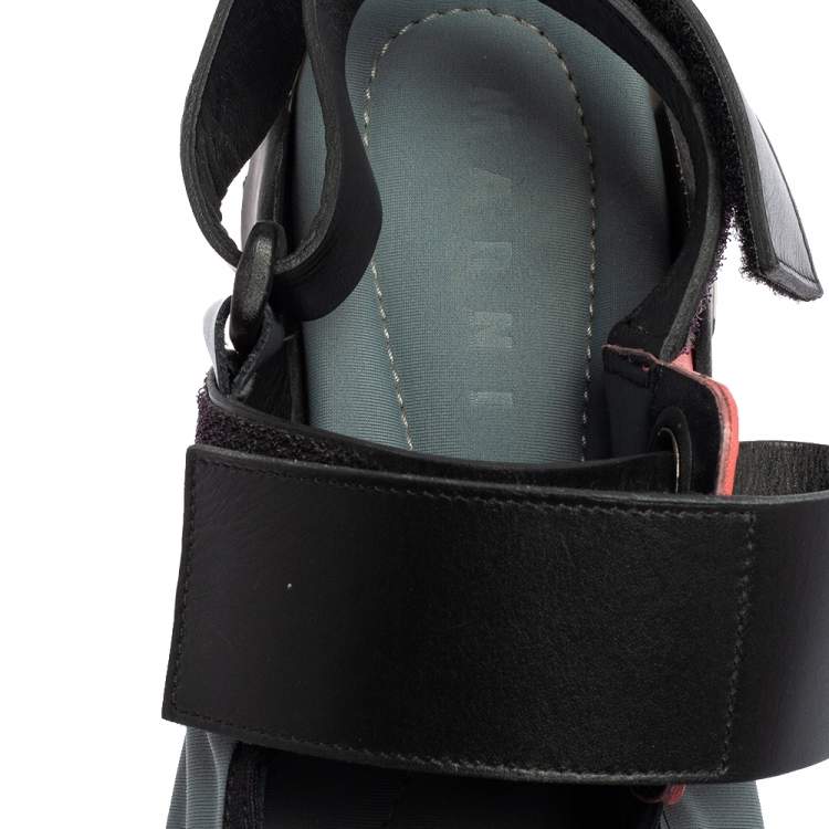 Pre Owned Marni Tri Color Neoprene and Leather Velcro Strap Sneaker Size 41