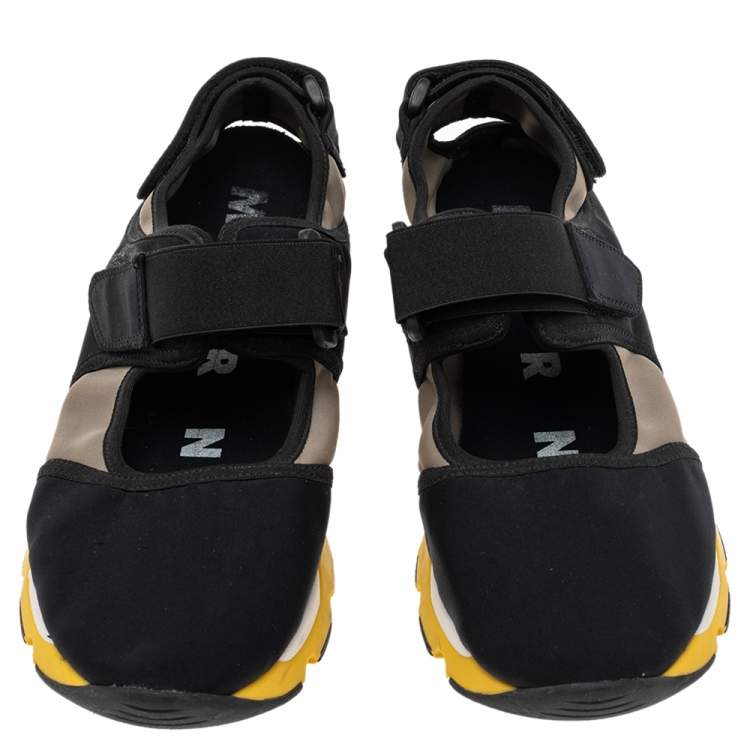 Pre Owned Marni Black Neoprene Scarpa Cutout Velcro Low Top Sneakers Size 41