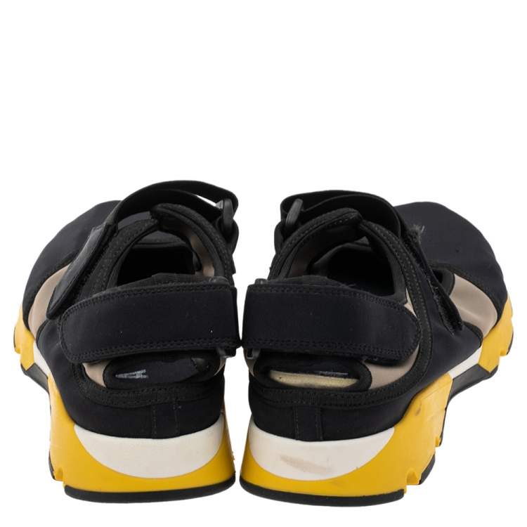 Pre Owned Marni Black Neoprene Scarpa Cutout Velcro Low Top Sneakers Size 41