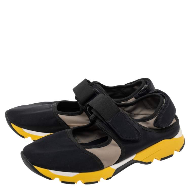 Pre Owned Marni Black Neoprene Scarpa Cutout Velcro Low Top Sneakers Size 41