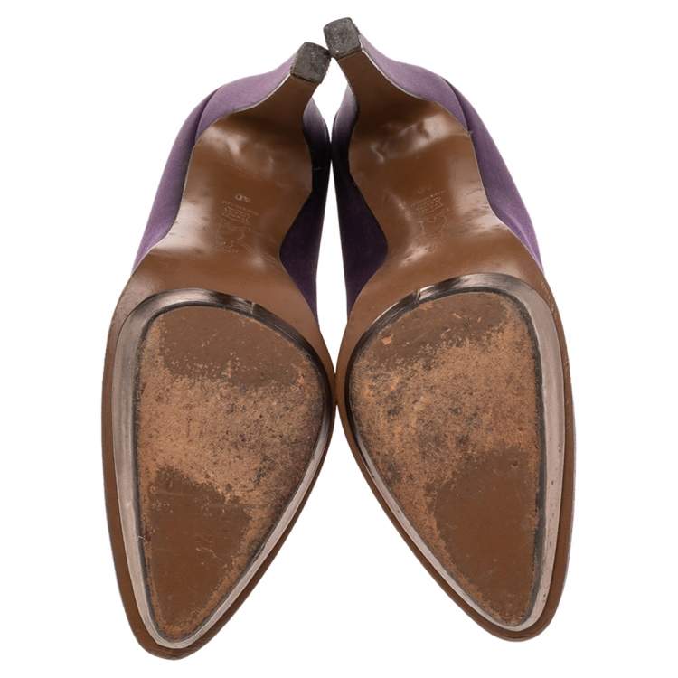 Pre Owned Marni Purple Satin Platform Pumps Size 40