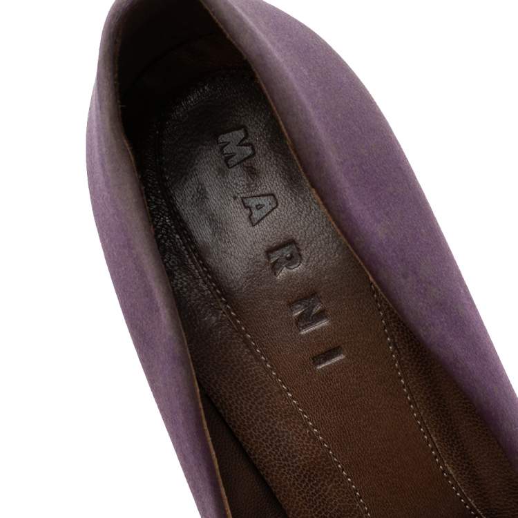 Pre Owned Marni Purple Satin Platform Pumps Size 40