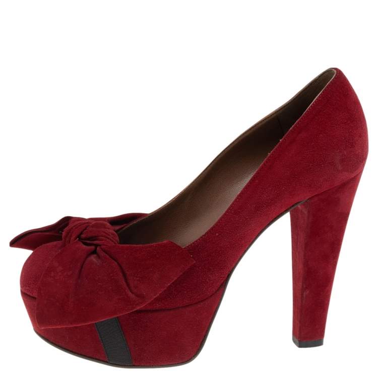 Red suede platform on sale pumps