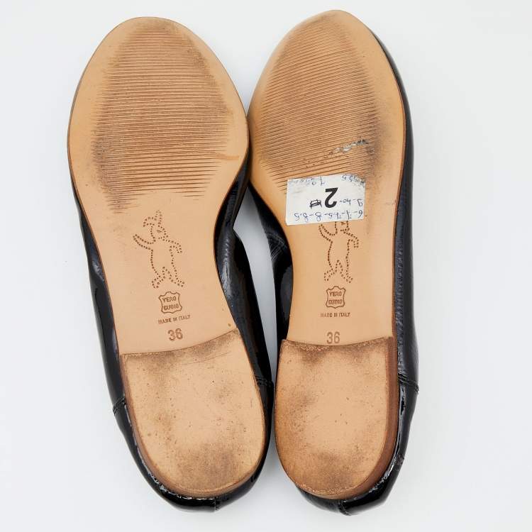 Pre Owned Marni Black Patent Leather Scrunch Ballet Flats Size 36