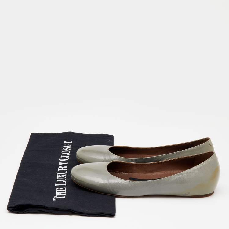 Pre Owned Marni Grey Patent Leather Ballet Flats Size 36.5