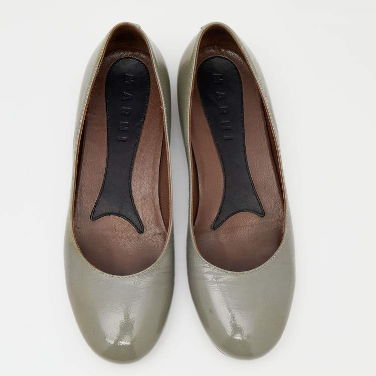 Pre Owned Marni Grey Patent Leather Ballet Flats Size 36.5