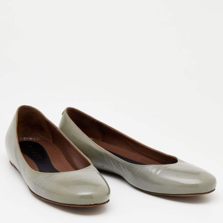 Pre Owned Marni Grey Patent Leather Ballet Flats Size 36.5