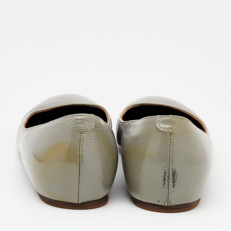 Pre Owned Marni Grey Patent Leather Ballet Flats Size 36.5