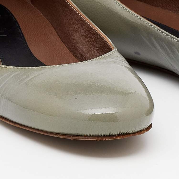 Pre Owned Marni Grey Patent Leather Ballet Flats Size 36.5