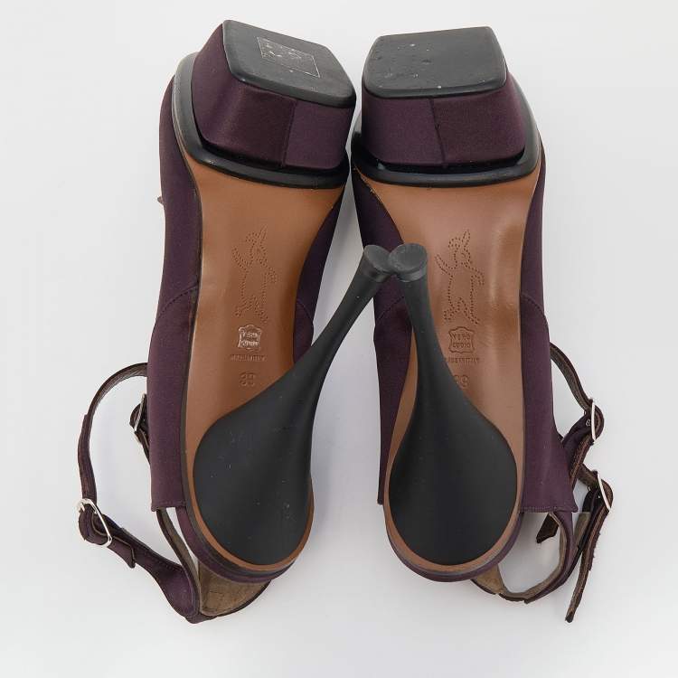 Pre Owned Marni Multicolor Satin Buckle Detail Platform Sandals Size 39