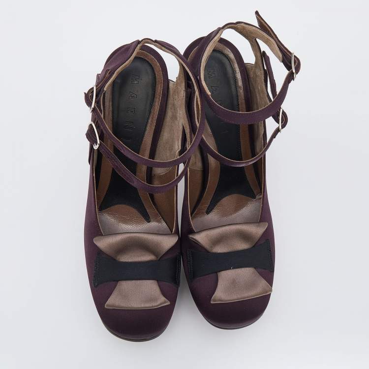 Pre Owned Marni Multicolor Satin Buckle Detail Platform Sandals Size 39