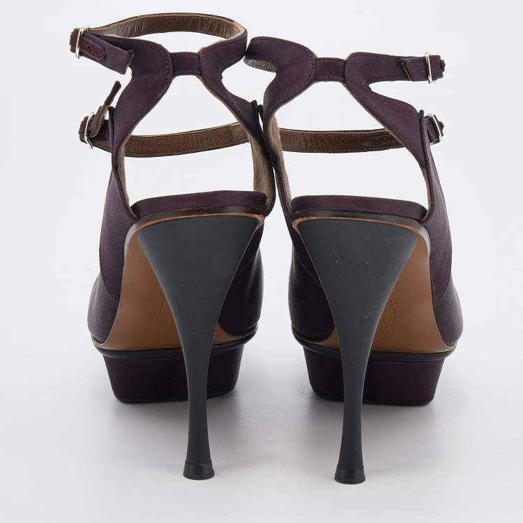 Pre Owned Marni Multicolor Satin Buckle Detail Platform Sandals Size 39