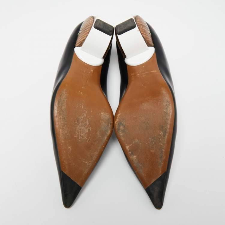 مملوكة مسبقًا Marni Black Leather Pointed Toe Pumps Size 41